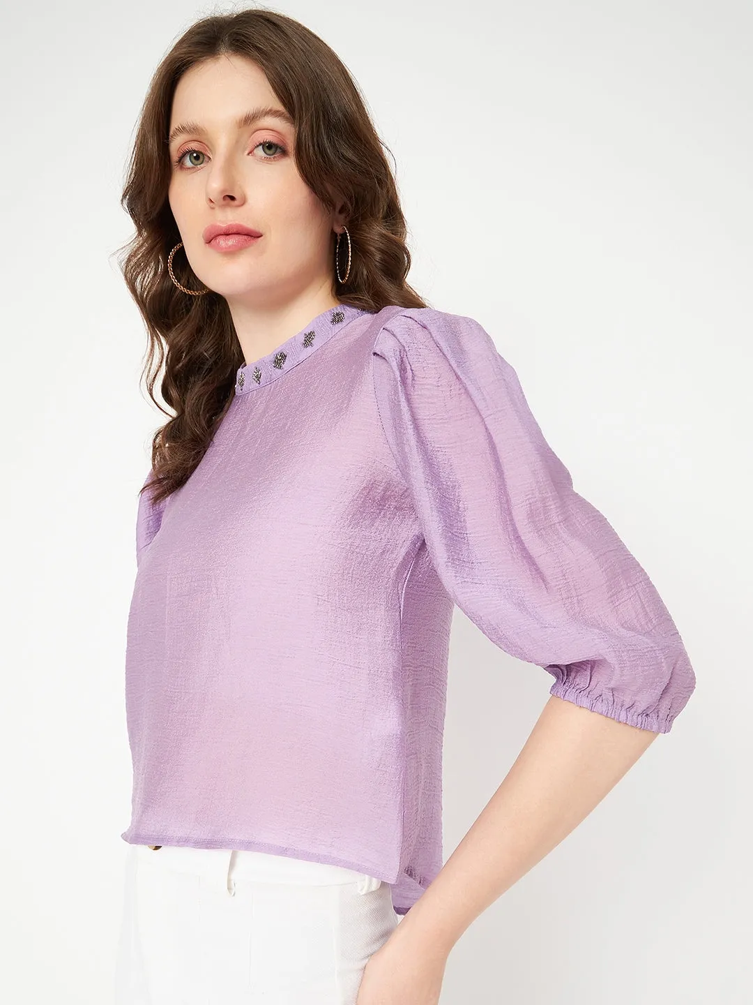 Madame Purple Embellished Top