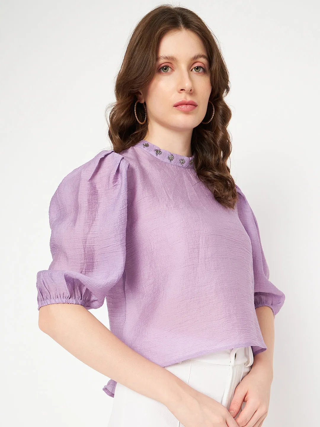 Madame Purple Embellished Top