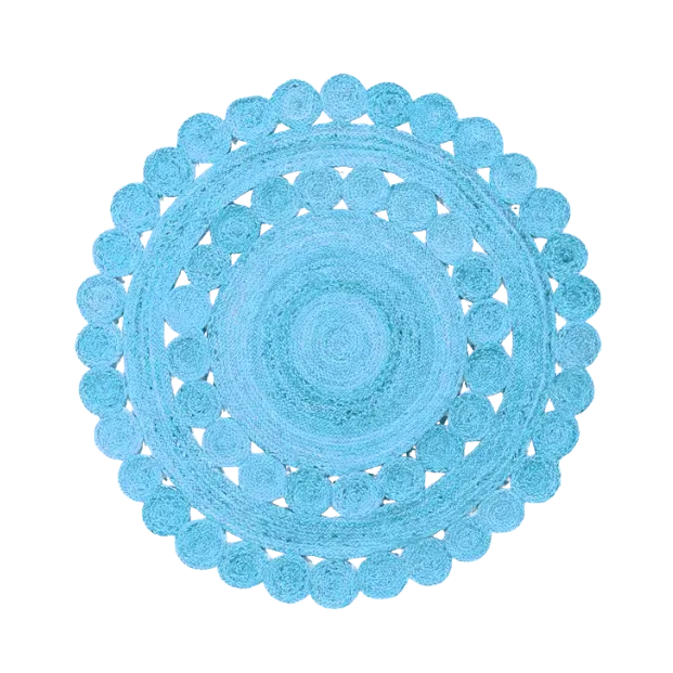 Maia Classic Circles Round Jute Rug - Blue