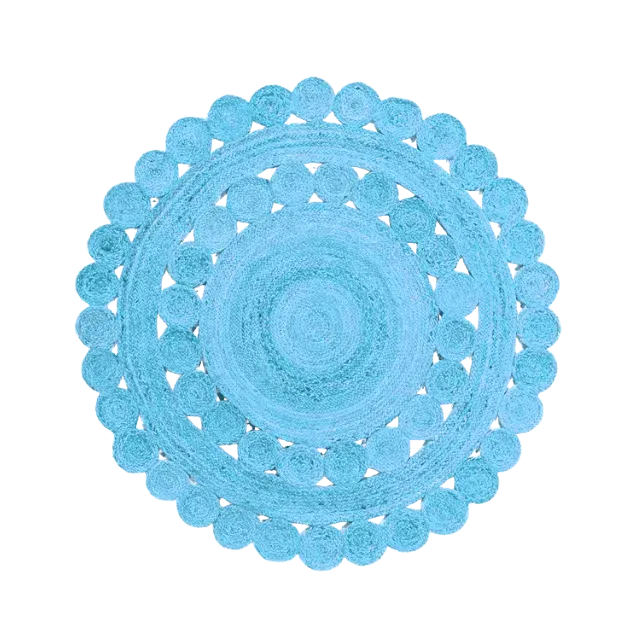Maia Classic Circles Round Jute Rug - Blue