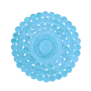 Maia Classic Circles Round Jute Rug - Blue