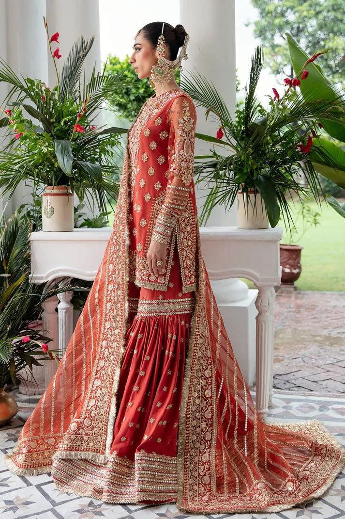 Maroon Heavily Embellished Pakistani Party Dress Sharara Kameez