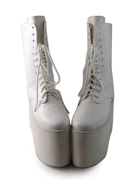 Matte White Lolita Boots High Platform