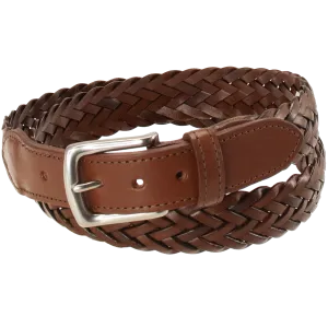 Maxwell Braided Leather Belt Dark Tan