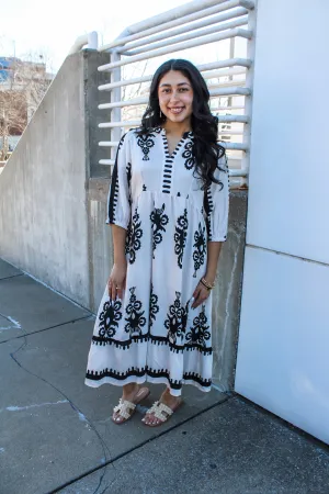 Maya Printed Midi • Ivory/Black