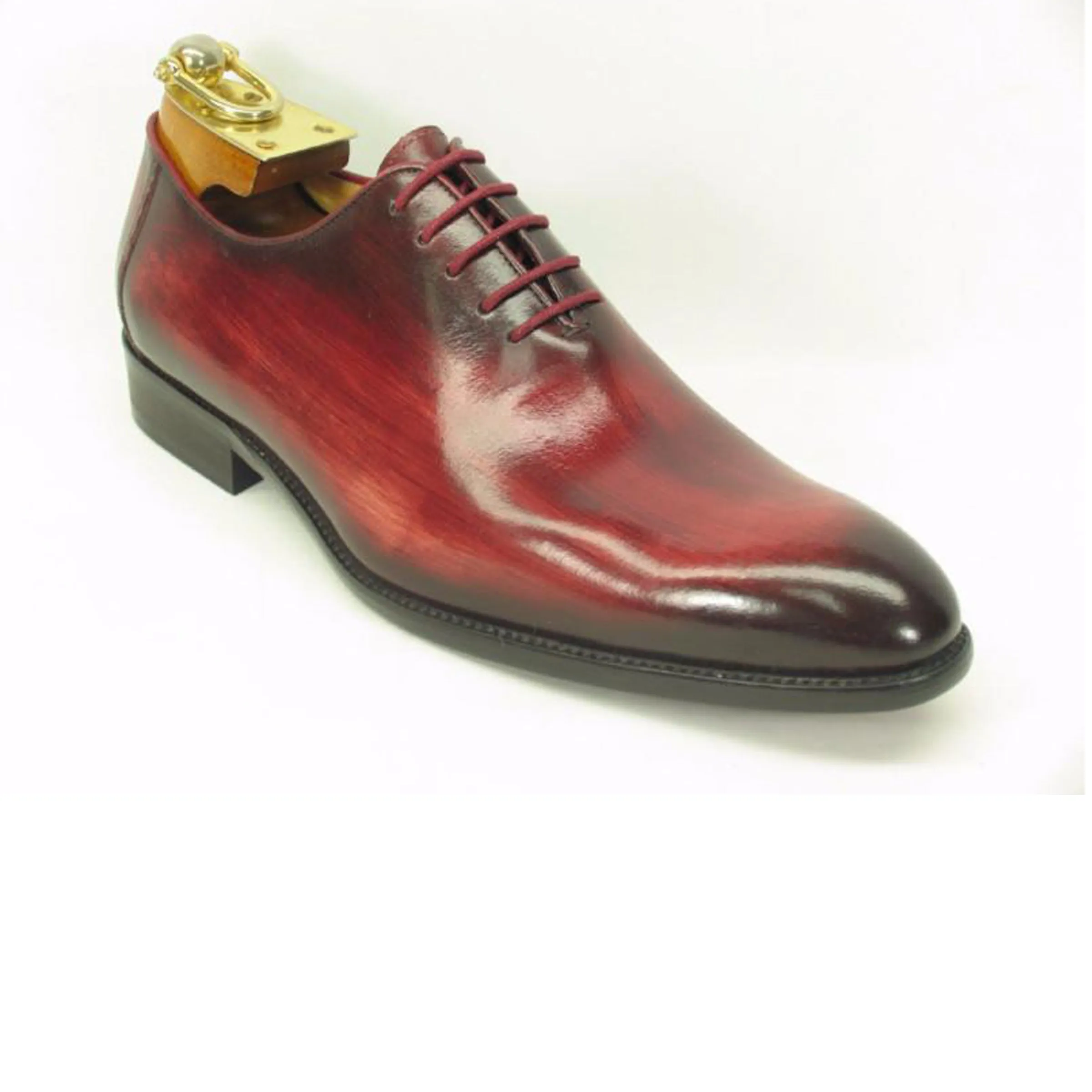 Mens Carrucci Hand Painted Oxford Lace Up Dress Shoe in Olive Green