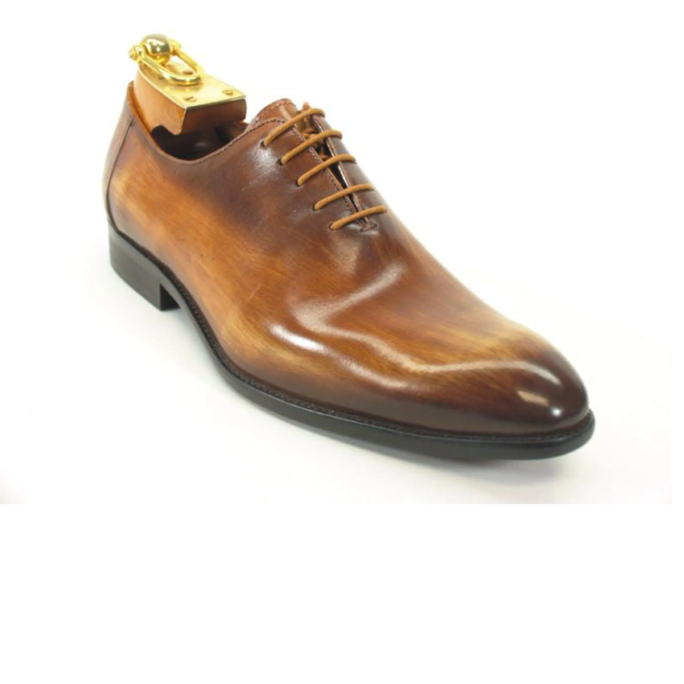 Mens Carrucci Hand Painted Oxford Lace Up Dress Shoe in Olive Green