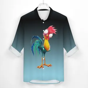 Men's Casual Rooster Printed Long Sleeve Shirt 2311000229