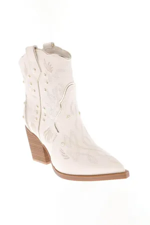 MIA Wendi Western Booties for Women in Off White | MH2460-OFFWHT/GOLD