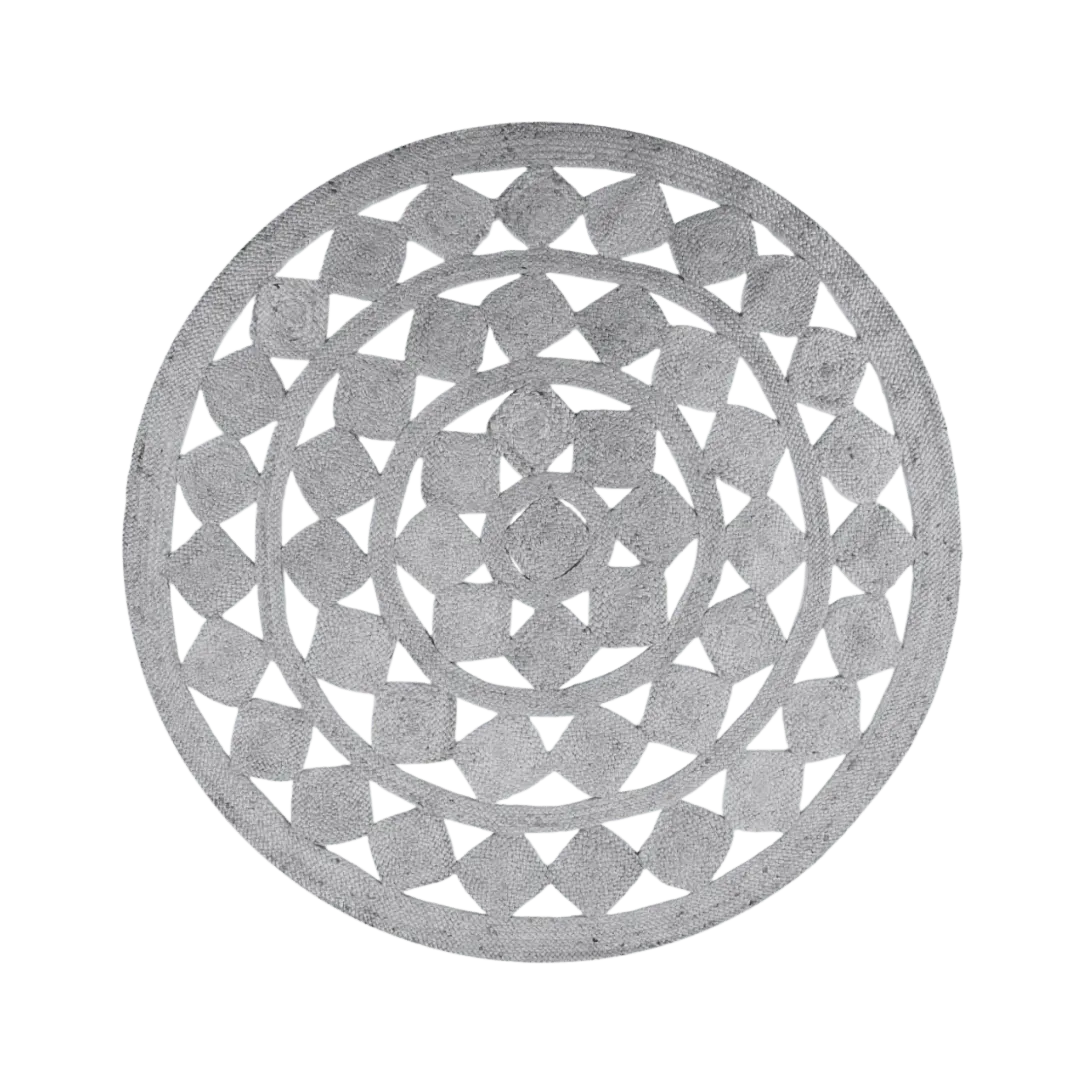 Mini Square Round Jute Rug - Gray