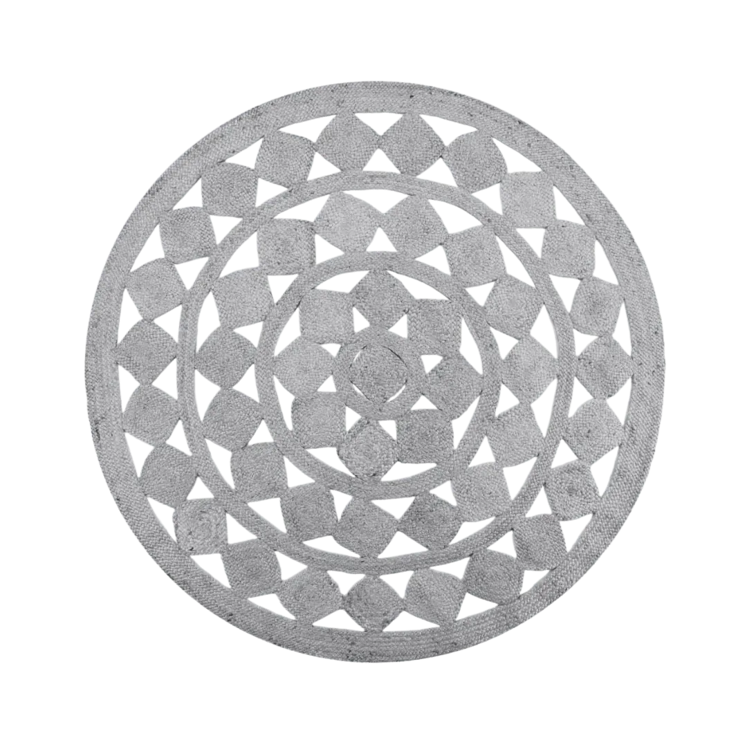 Mini Square Round Jute Rug - Gray