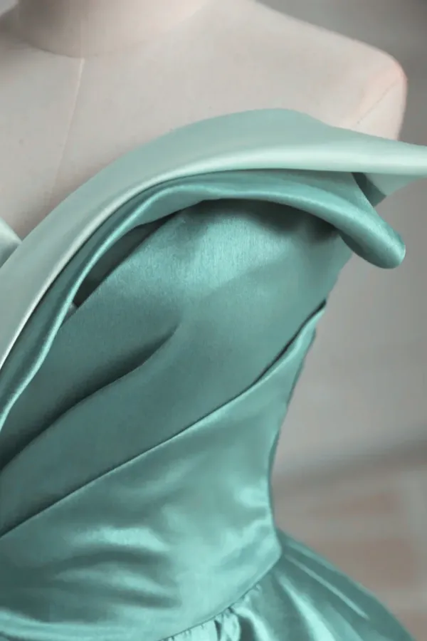 Mint Blue Satin Sweetheart Long Wedding Party Dress, Satin Prom Dress APP1117