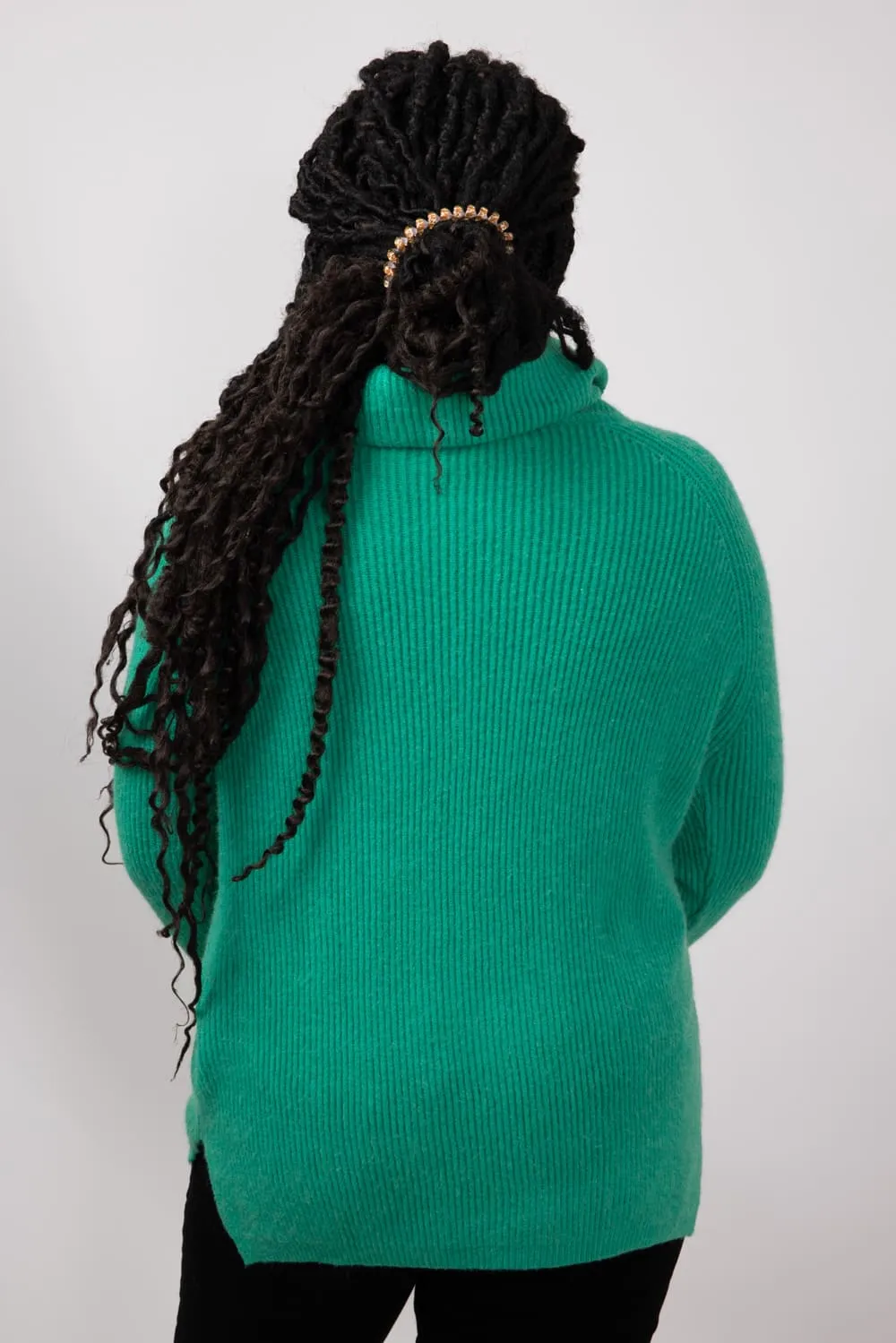Miracle Basic Ribbed Turtleneck Sweater for Women in Green | 2717-GREEN