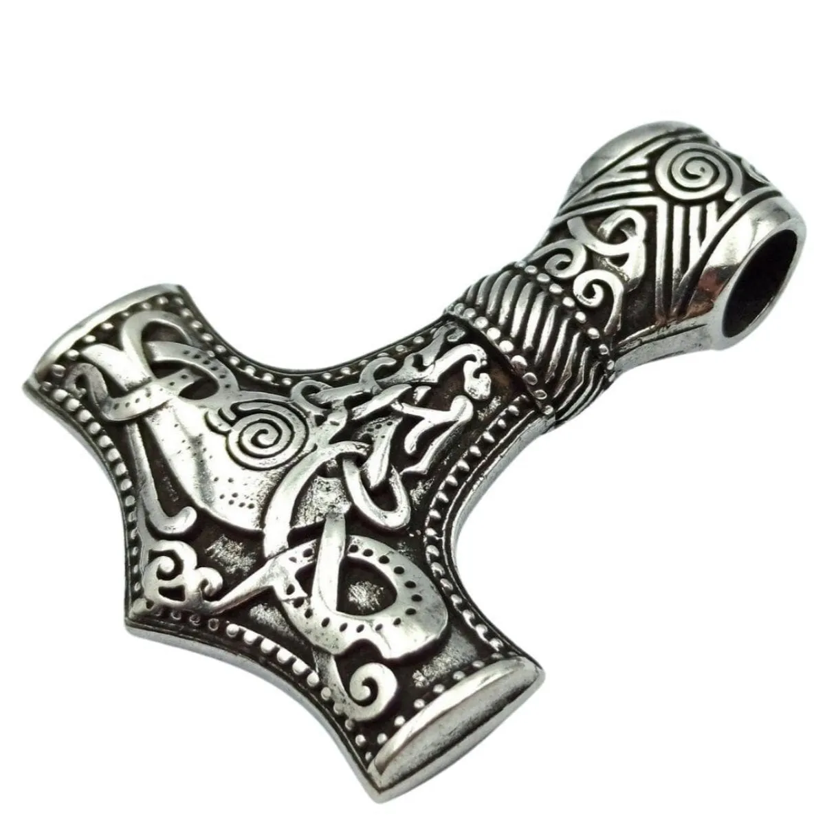Mjolnir in Mammen style silver pendant