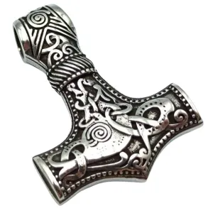 Mjolnir in Mammen style silver pendant