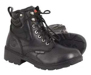 Motorbike women's Waterproof Side zipper plain toe leather boot