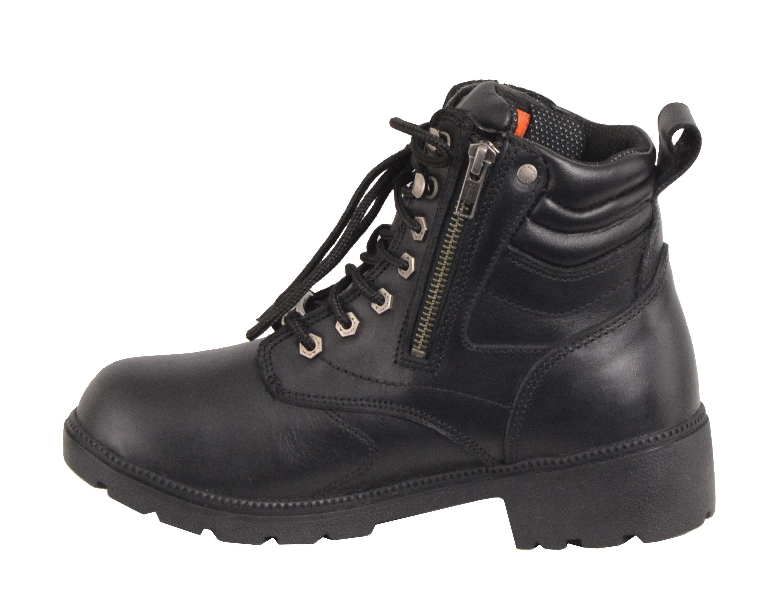 Motorbike women's Waterproof Side zipper plain toe leather boot