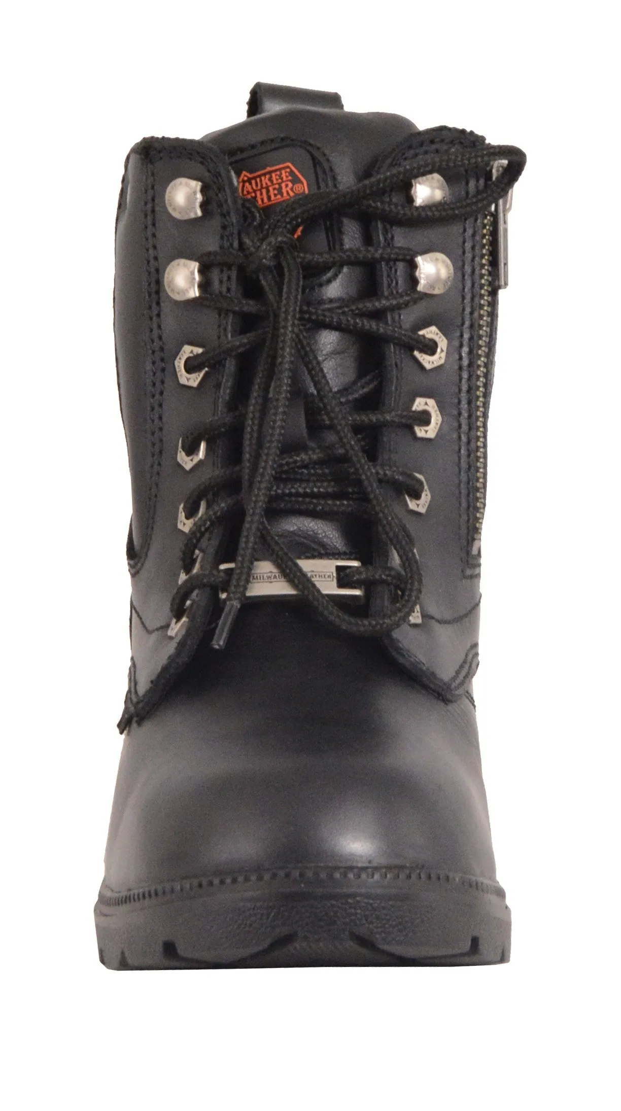 Motorbike women's Waterproof Side zipper plain toe leather boot