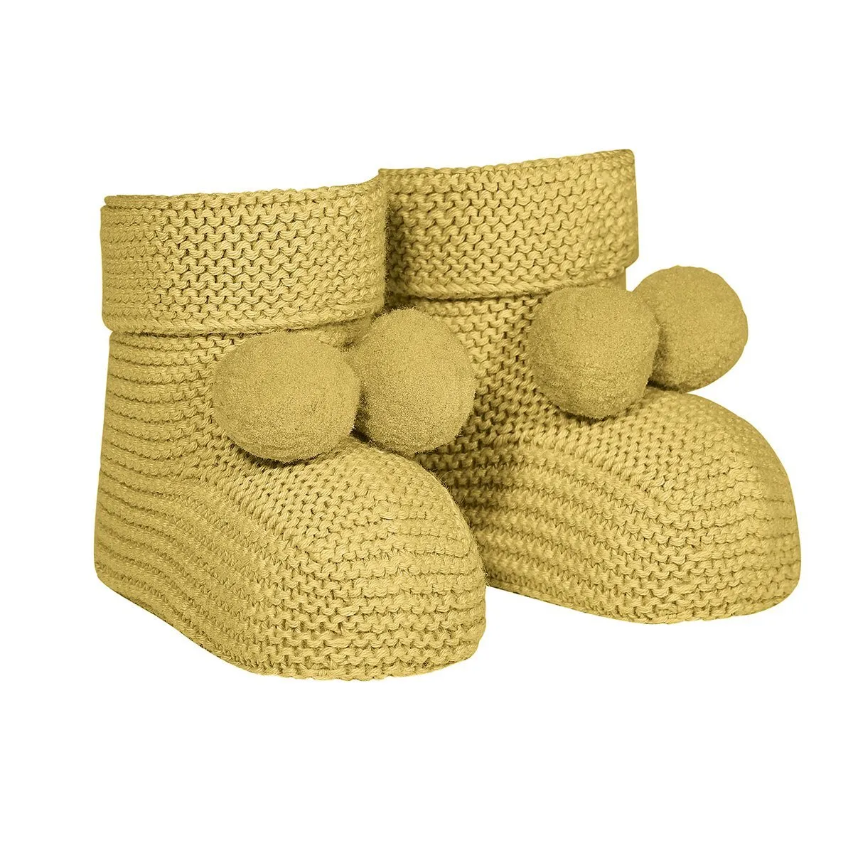 Mustard Pom Pom Booties
