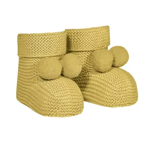 Mustard Pom Pom Booties
