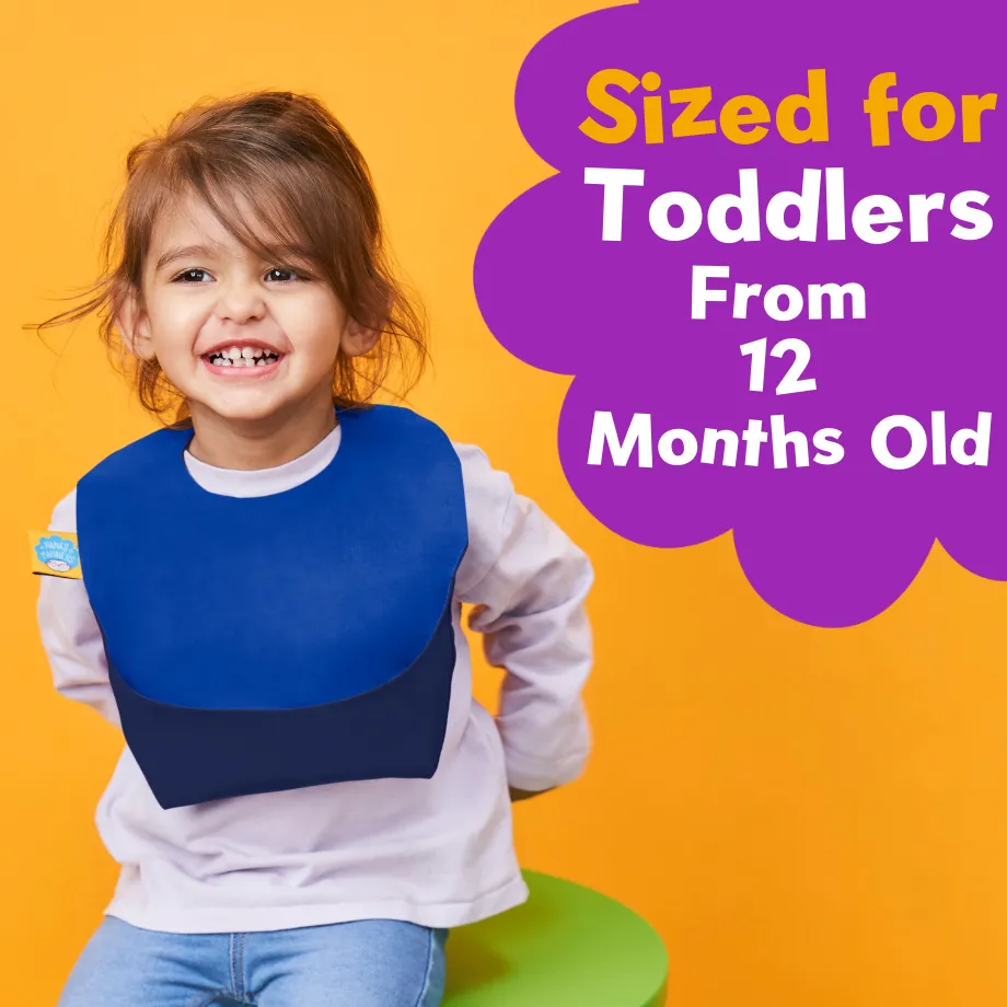 Nana's Original Waxed Cotton Bib for Babies & Toddlers - Reversible Royal Blue & Navy Blue