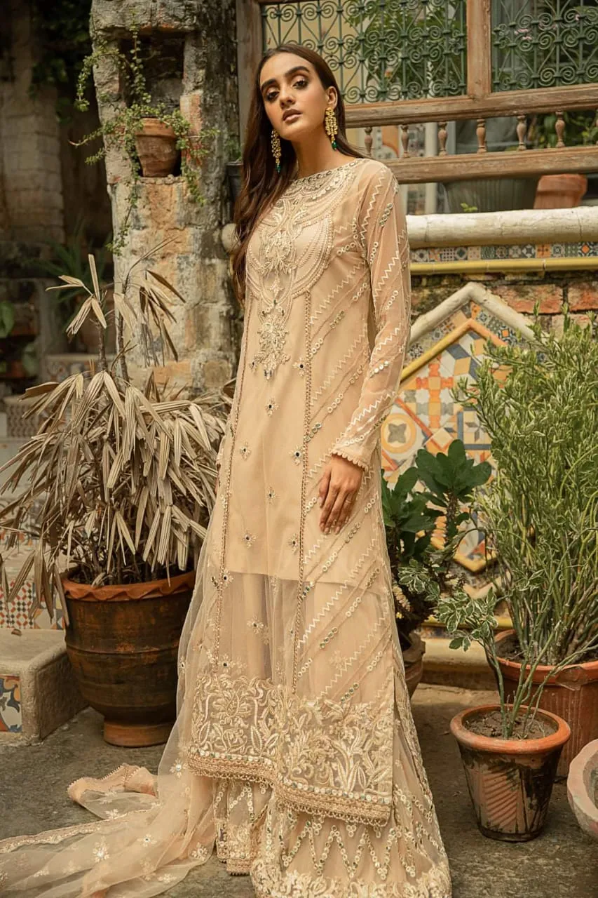 Net Embroidered Gharara Party Dress #Y6026