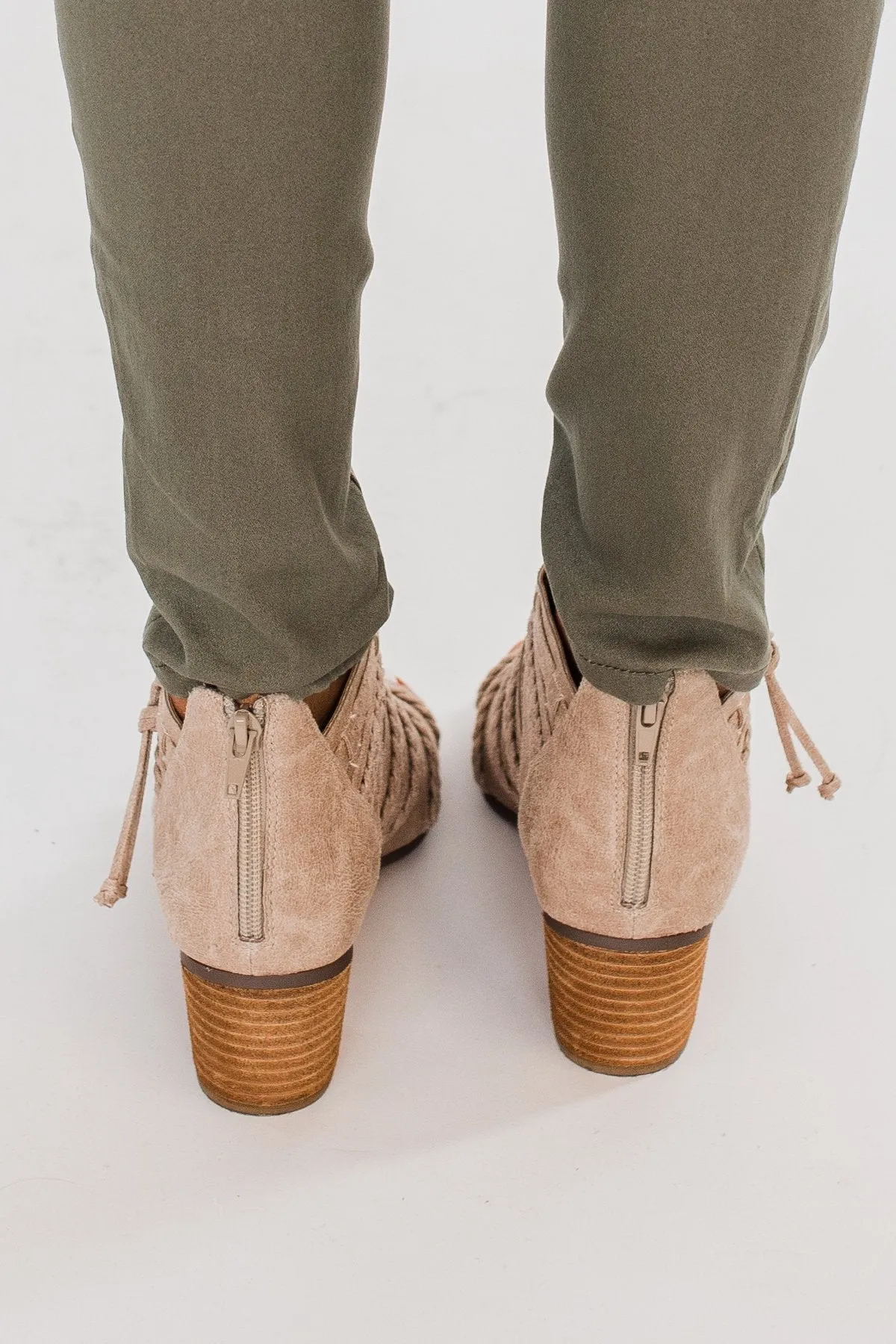 Not Rated Peep Toe Cullie Booties- Beige