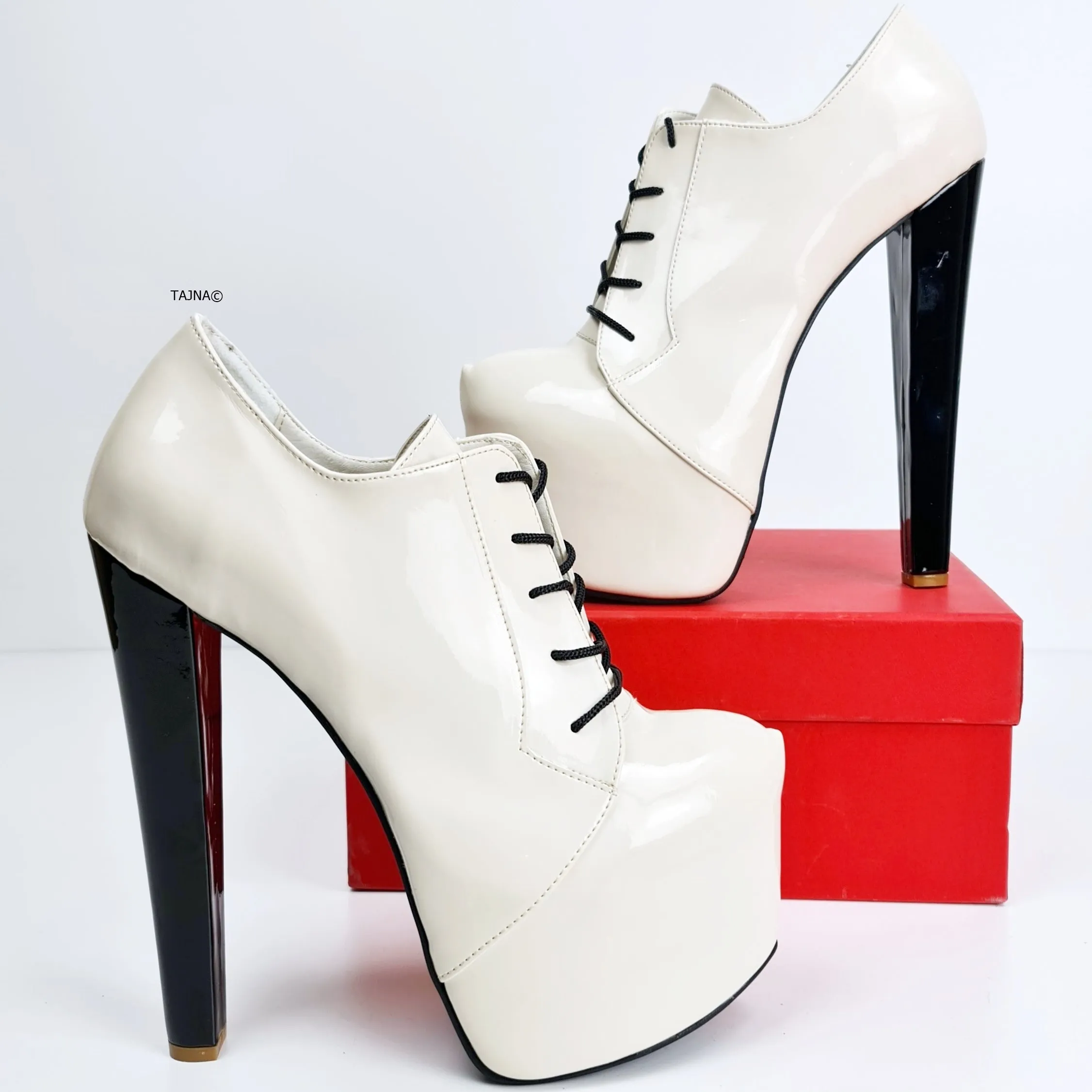 Nude Cream Gloss Oxford Thick Heels