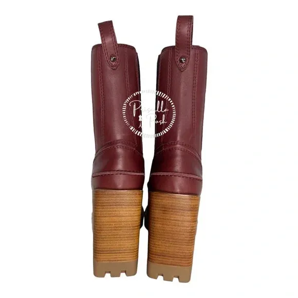 NWB Christian Louboutin Glory Leather Red Sole Chelsea Booties Chestnut Brown 38