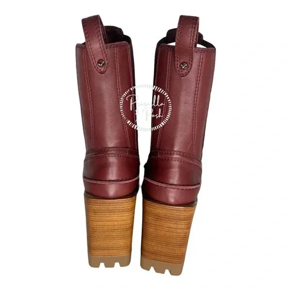 NWB Christian Louboutin Glory Leather Red Sole Chelsea Booties Chestnut Brown 38