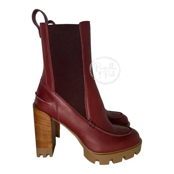 NWB Christian Louboutin Glory Leather Red Sole Chelsea Booties Chestnut Brown 38