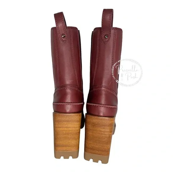 NWB Christian Louboutin Glory Leather Red Sole Chelsea Booties Chestnut Brown 38