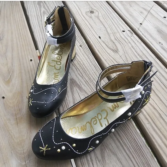 NWOT Sam Edelman Rhinestone Embellished Sequin Cosmo Ankle Strap Pumps