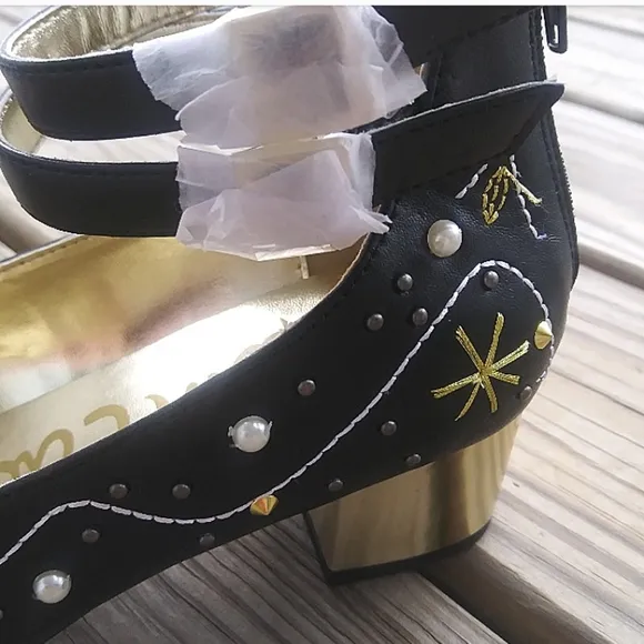 NWOT Sam Edelman Rhinestone Embellished Sequin Cosmo Ankle Strap Pumps