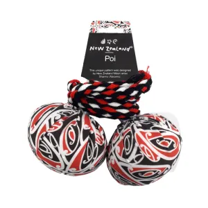 NZ Poi w/ Maori patterned fabric