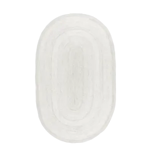Off White Oval Braided Jute Rug