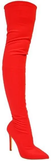 Over The Knee Pointed Toe Single High Heel Dressy Boots