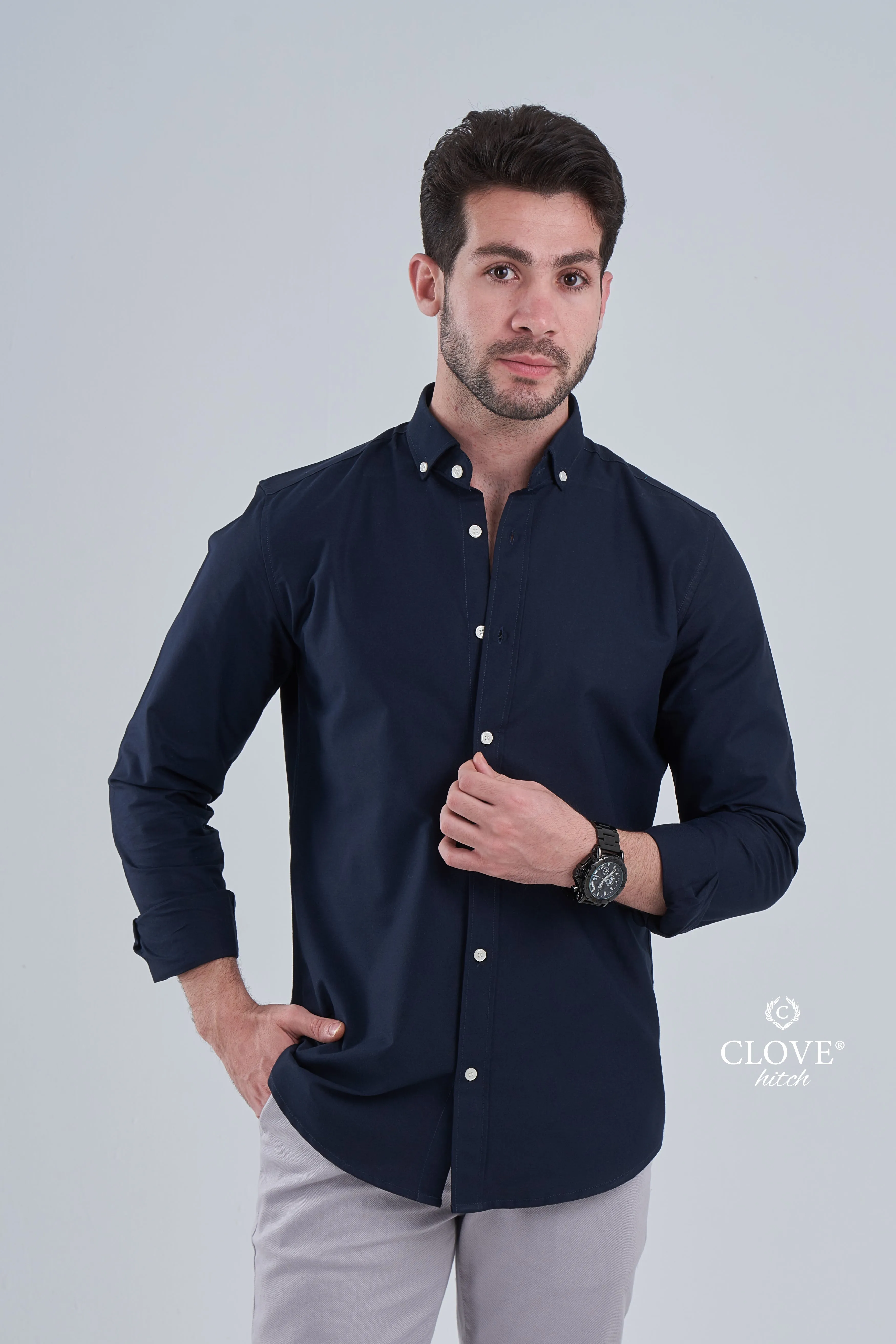 Oxford Cotton Shirt (No Pocket) - Navy