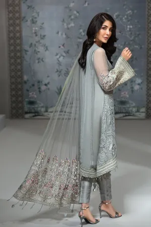 Pakistani Chiffon Party Wear in Grey Color #J4345