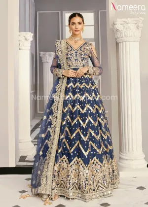 Pakistani Net Party Dress in Frock Style Online #BP177