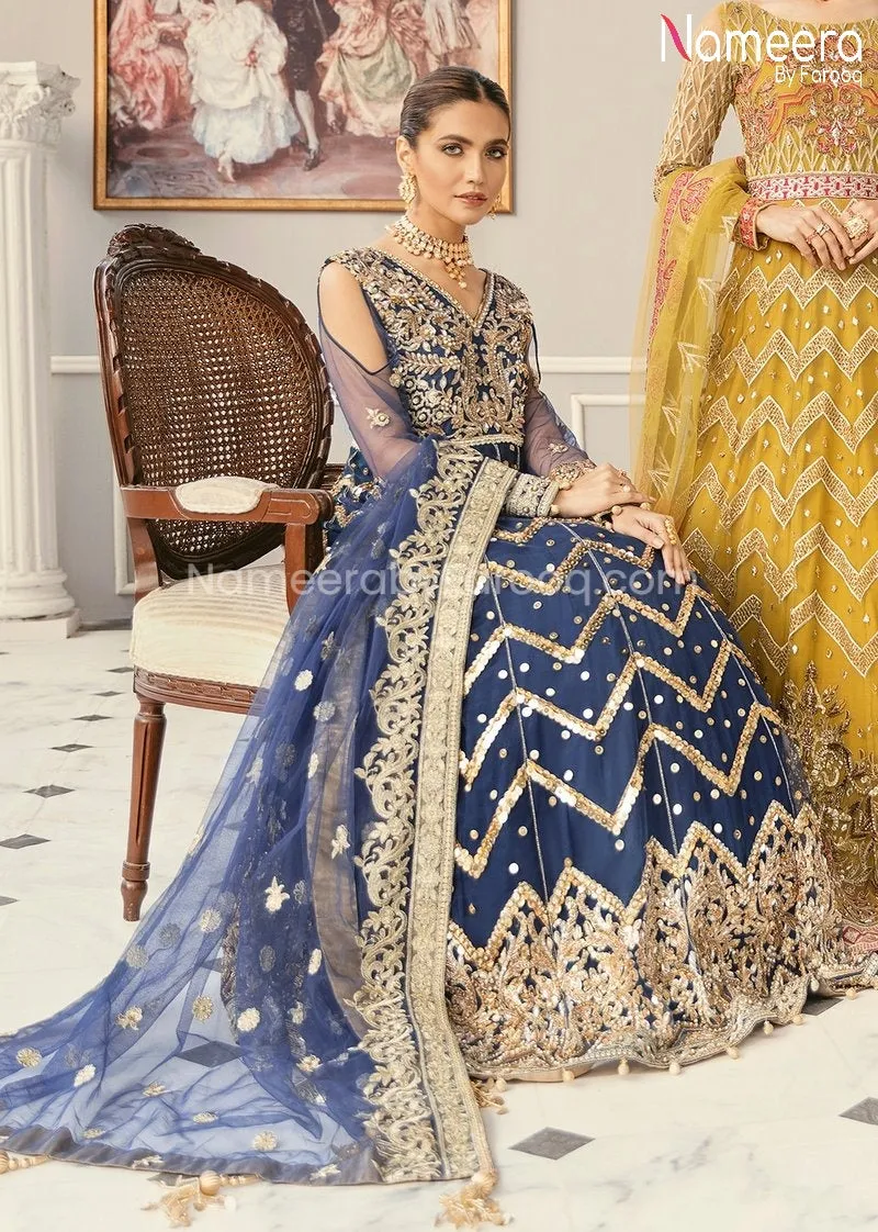 Pakistani Net Party Dress in Frock Style Online #BP177