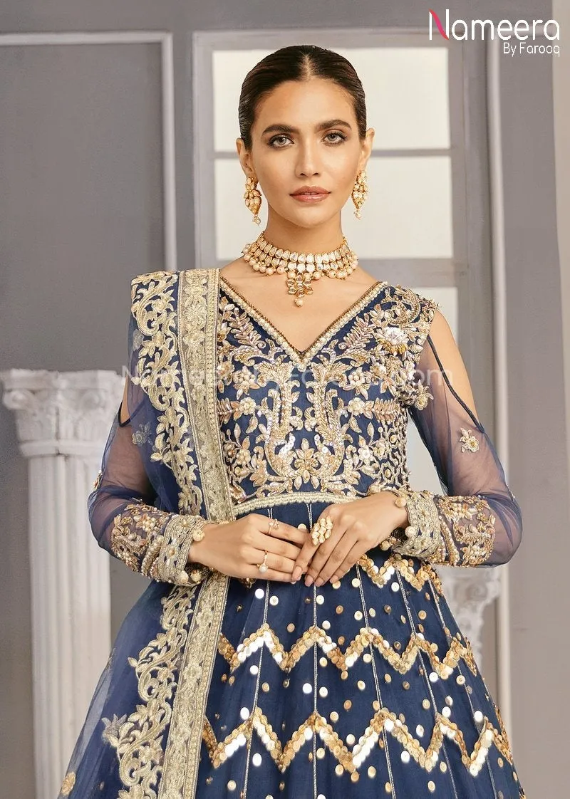 Pakistani Net Party Dress in Frock Style Online #BP177