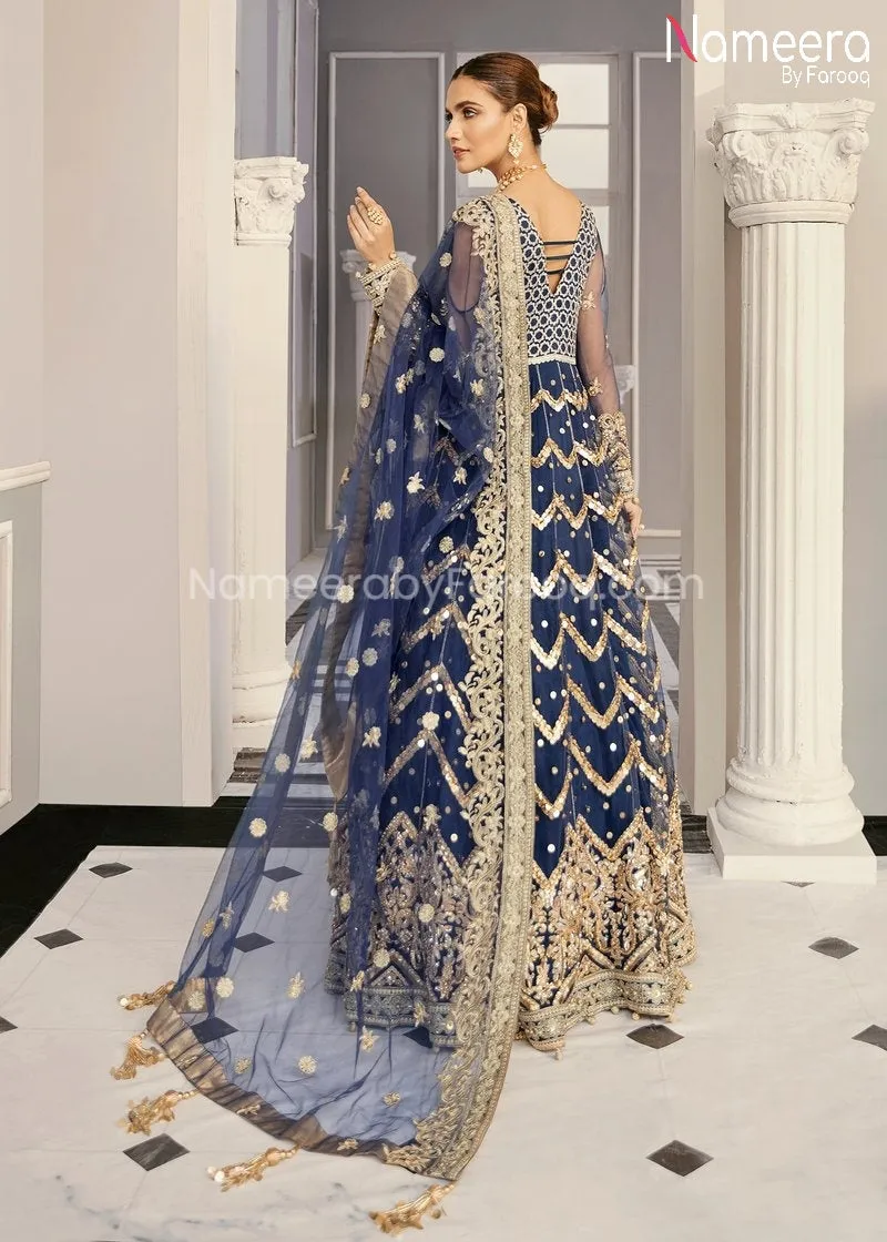 Pakistani Net Party Dress in Frock Style Online #BP177