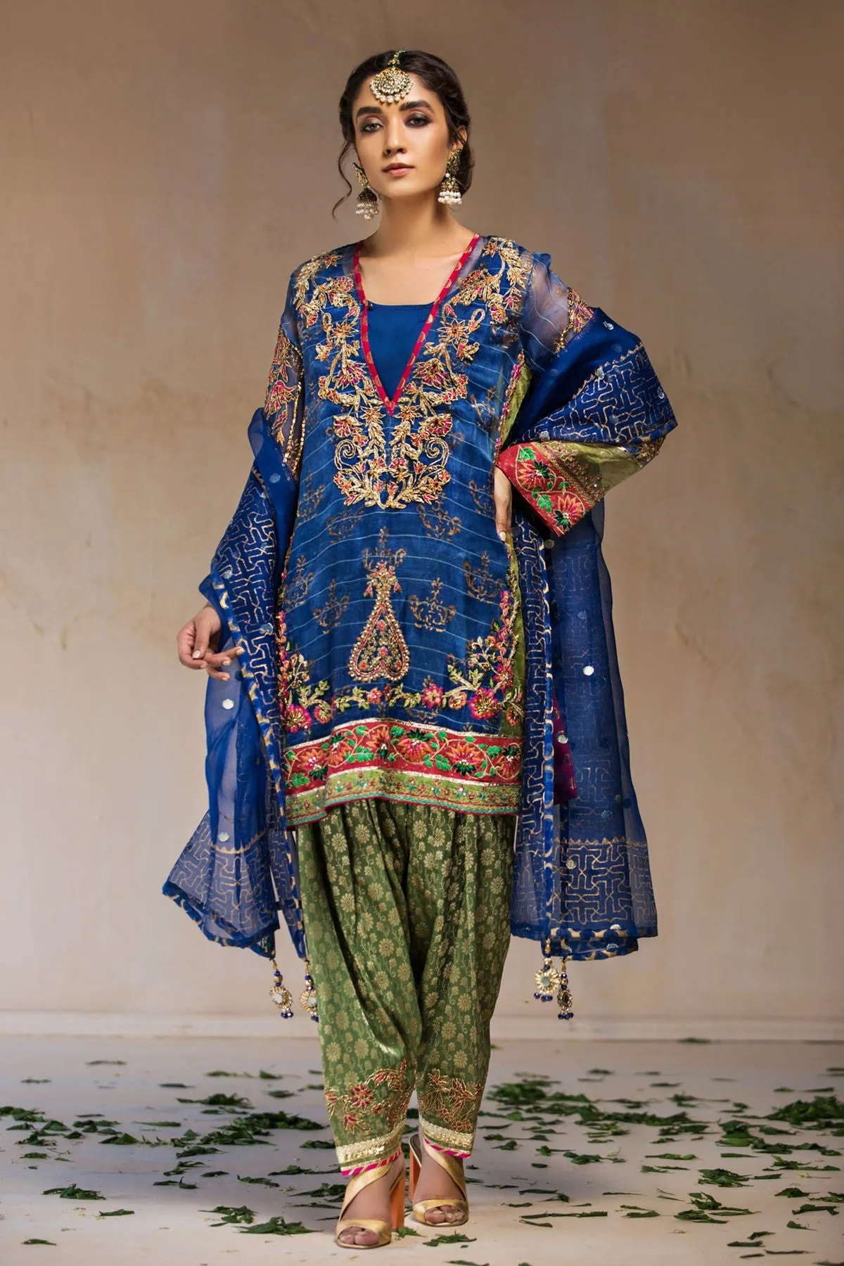 Pakistani Party Outfit in Blue Color #Y2060