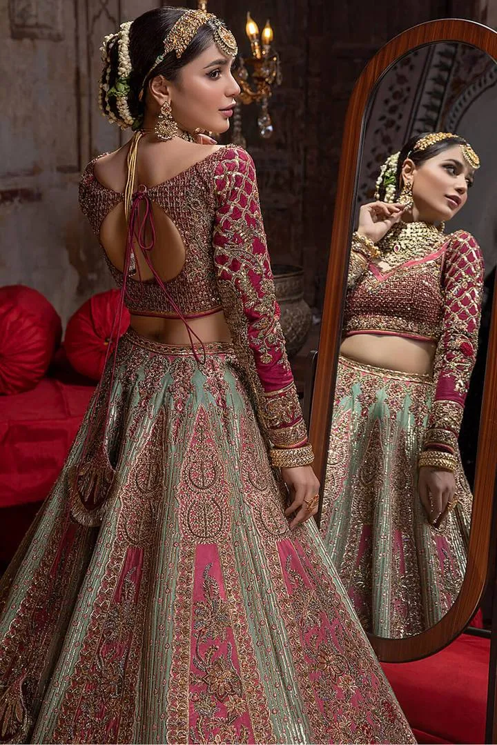 Pakistani Raw Silk Bridal Lehenga Choli Dress #BN1046