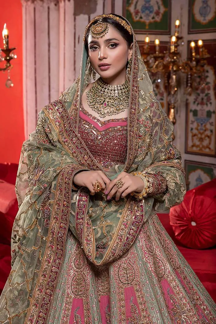 Pakistani Raw Silk Bridal Lehenga Choli Dress #BN1046
