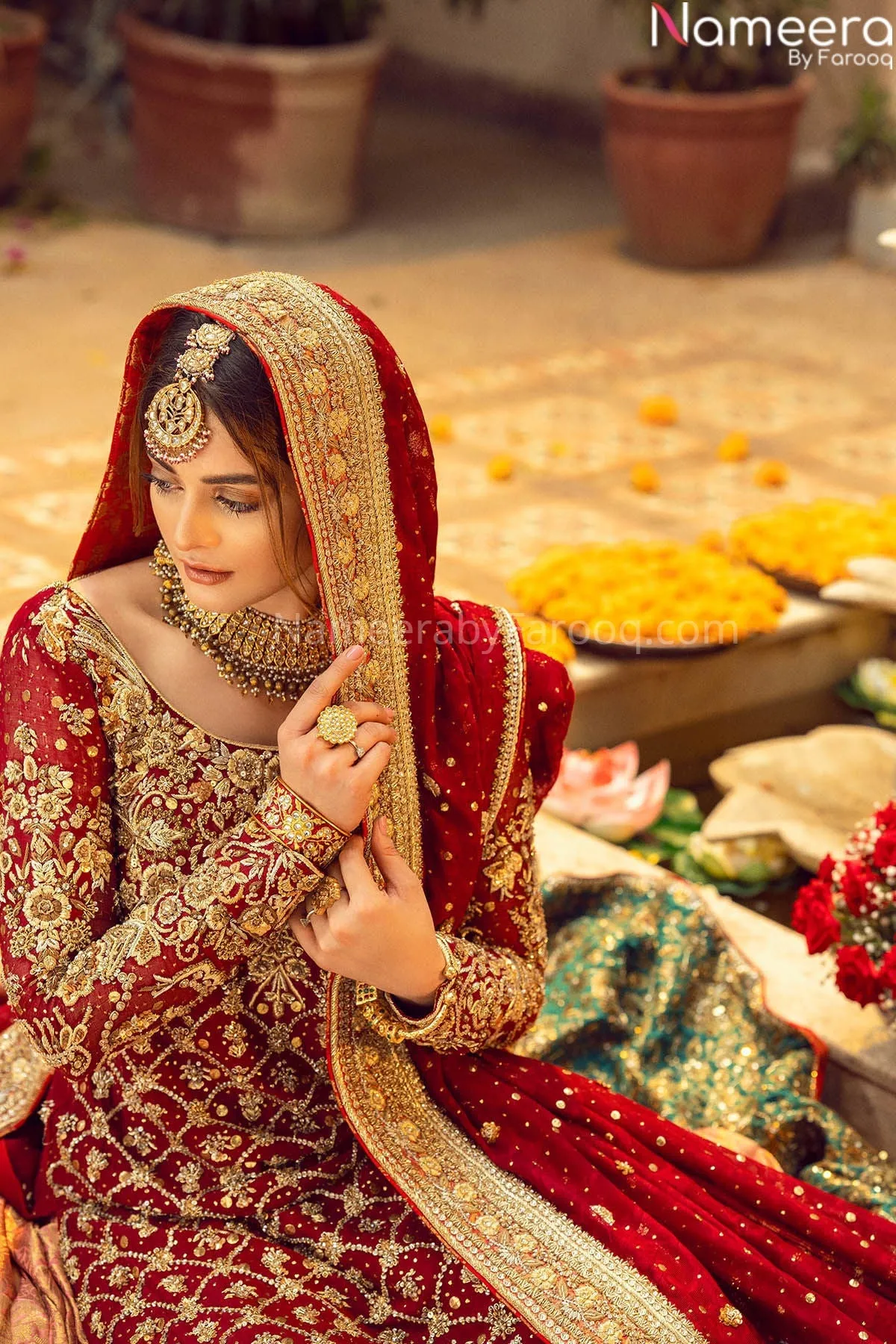 Pakistani Red Wedding Lehenga Dress for Bride #BN789