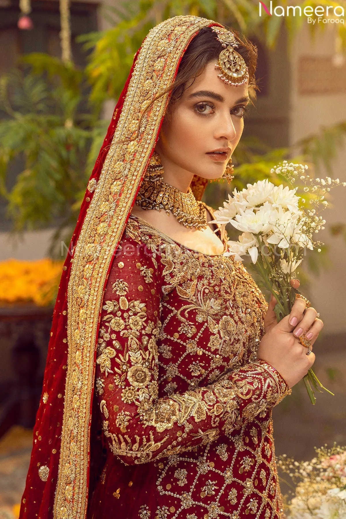 Pakistani Red Wedding Lehenga Dress for Bride #BN789