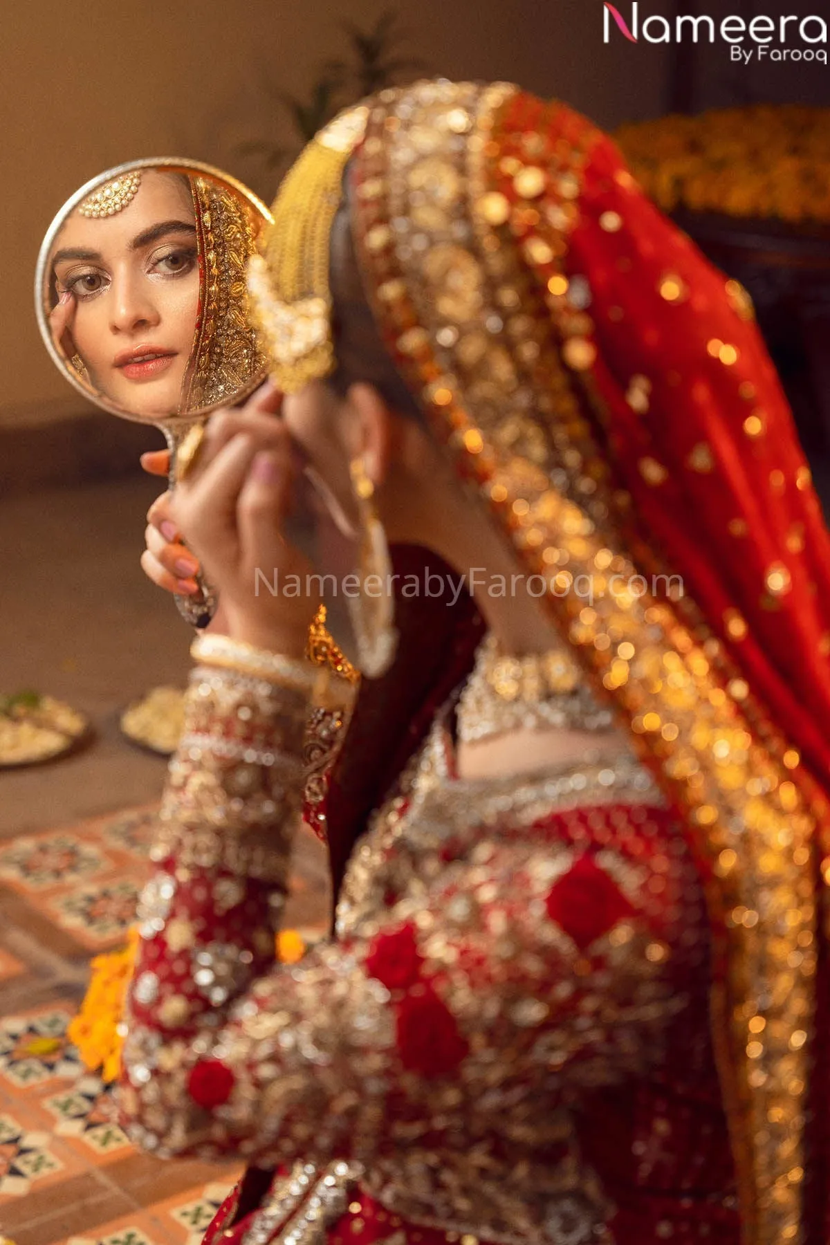 Pakistani Red Wedding Lehenga Dress for Bride #BN789