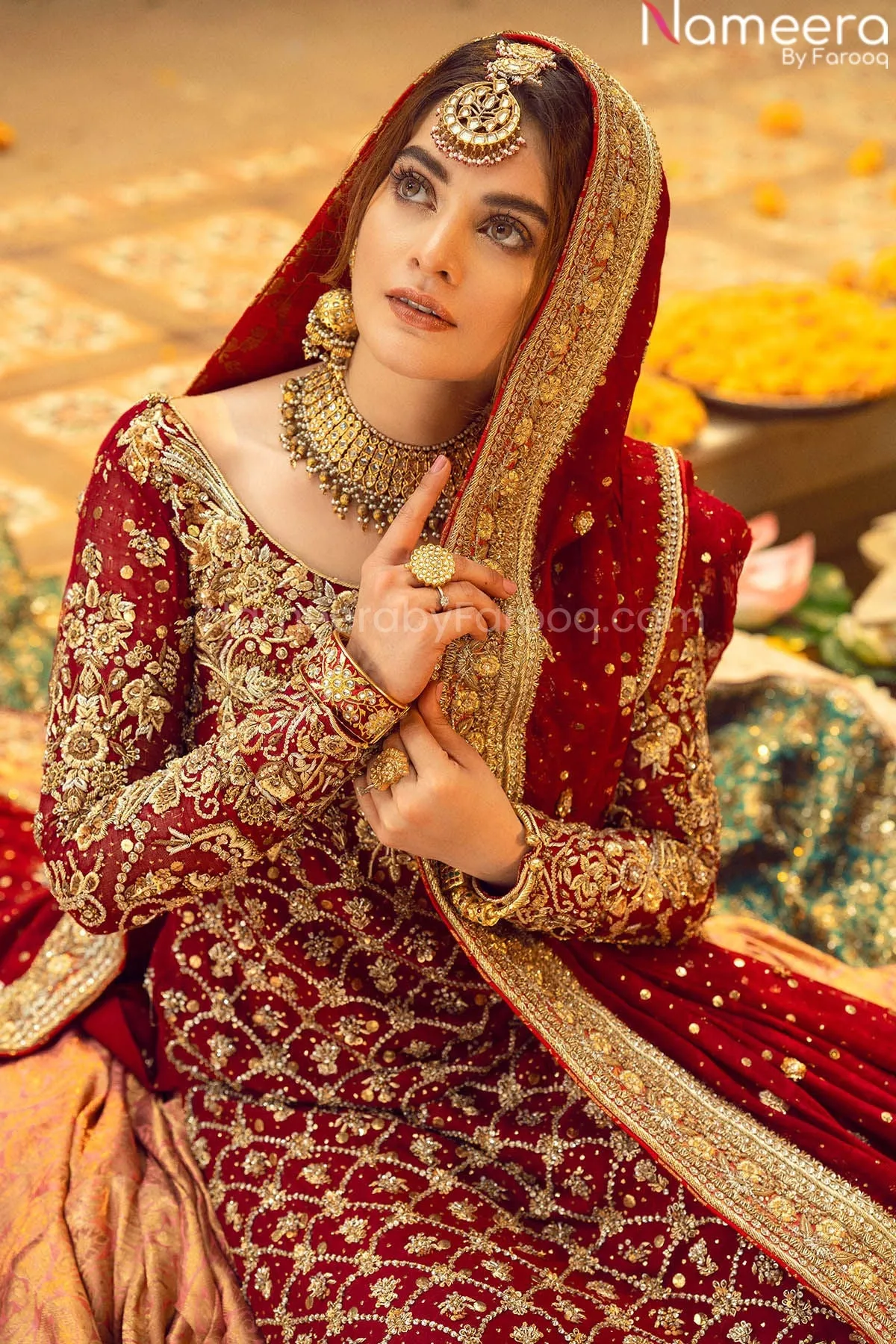 Pakistani Red Wedding Lehenga Dress for Bride #BN789